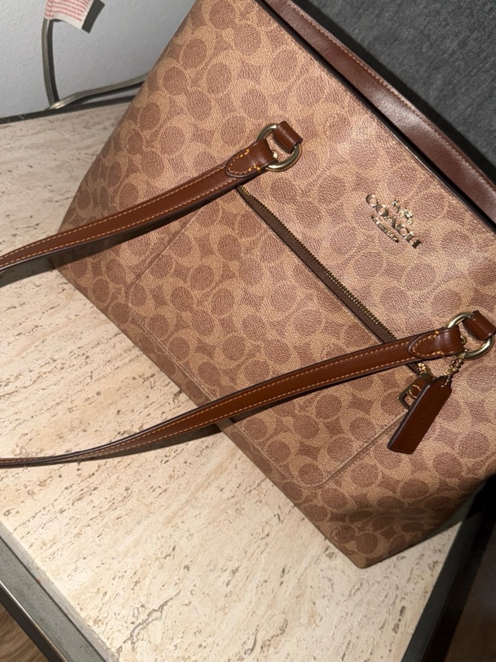 Coach Signature Canvas Station Tote in Brown